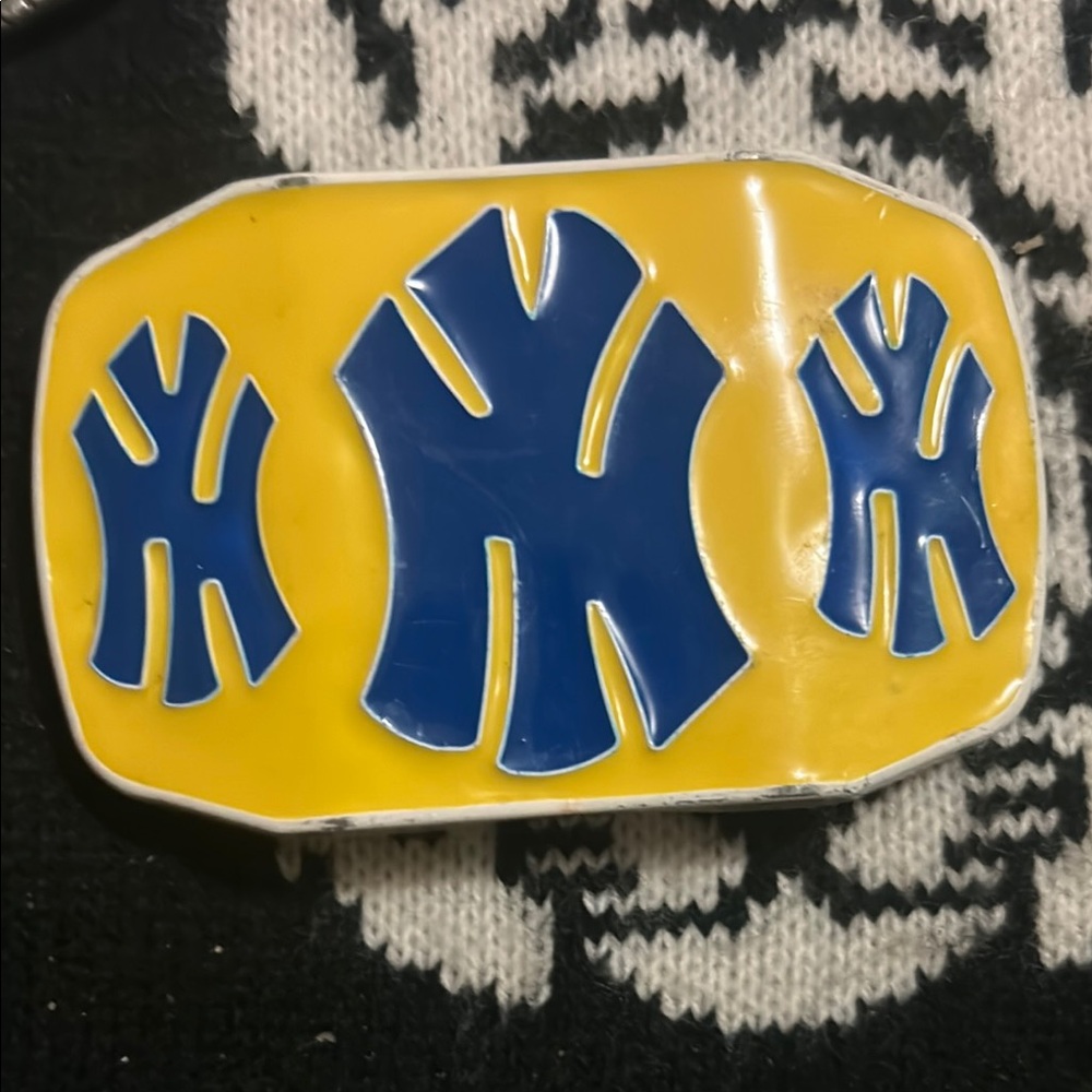 Yellow and Blue Logo Belt Buckle